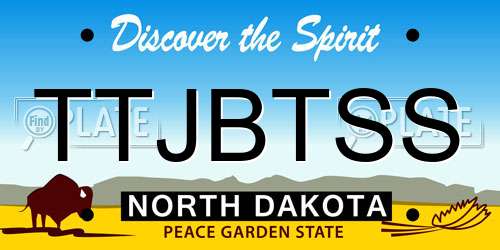 TTJBTSS North Dakota License Plate