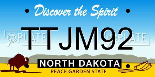 TTJM92 North Dakota License Plate