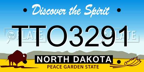 TTO3291 North Dakota License Plate
