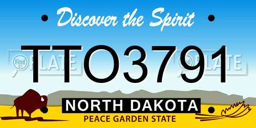 TTO3791 North Dakota License Plate