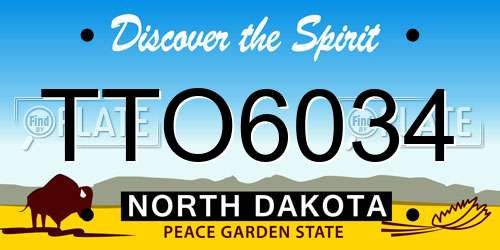 TTO6034 North Dakota License Plate