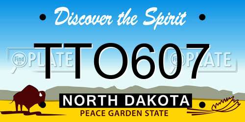 TTO607 North Dakota License Plate