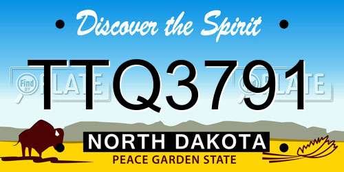 TTQ3791 North Dakota License Plate