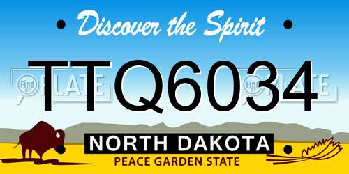 TTQ6034 North Dakota License Plate