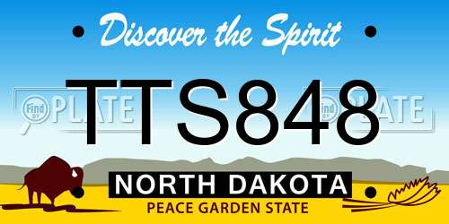 TTS848 North Dakota License Plate