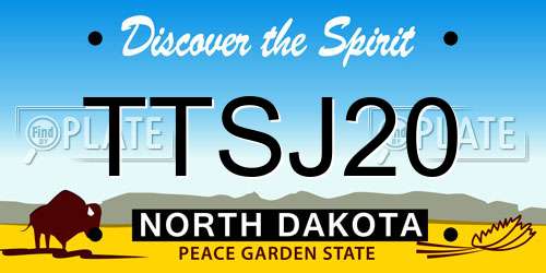 TTSJ20 North Dakota License Plate