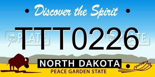 TTT0226 North Dakota License Plate