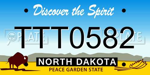 TTT0582 North Dakota License Plate