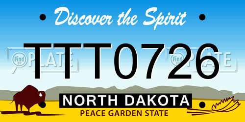 TTT0726 North Dakota License Plate