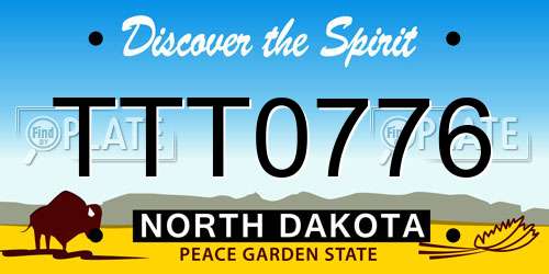 TTT0776 North Dakota License Plate