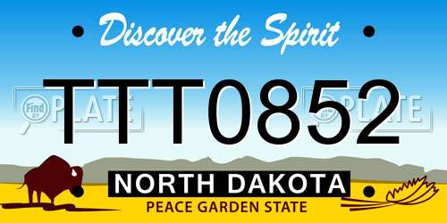 TTT0852 North Dakota License Plate