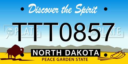 TTT0857 North Dakota License Plate