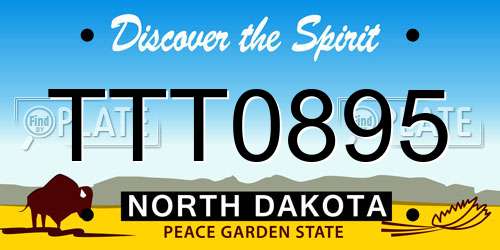 TTT0895 North Dakota License Plate