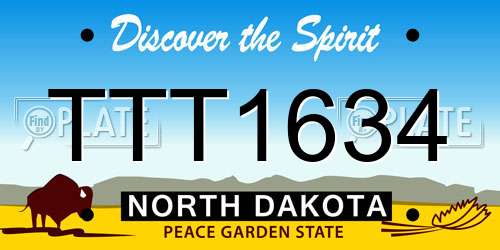 TTT1634 North Dakota License Plate