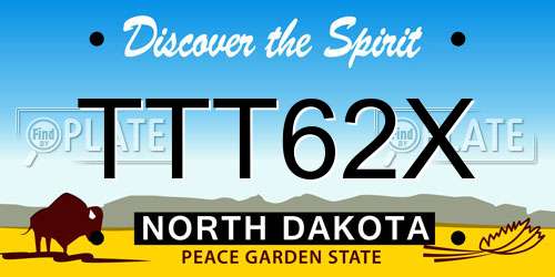 TTT62X North Dakota License Plate