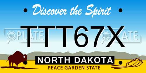 TTT67X North Dakota License Plate