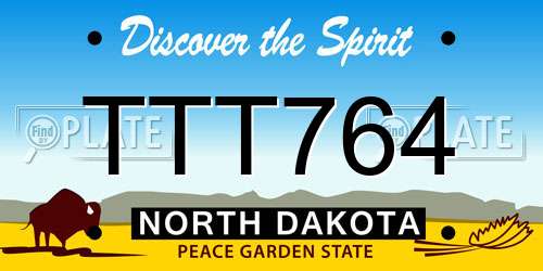 TTT764 North Dakota License Plate