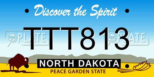 TTT813 North Dakota License Plate