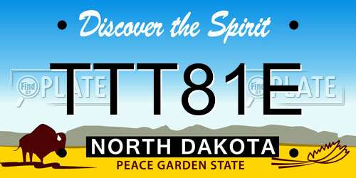 TTT81E North Dakota License Plate