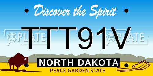 TTT91V North Dakota License Plate