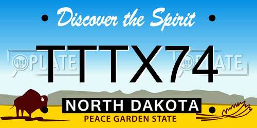 TTTX74 North Dakota License Plate