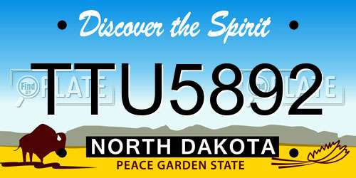 TTU5892 North Dakota License Plate