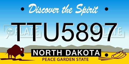TTU5897 North Dakota License Plate