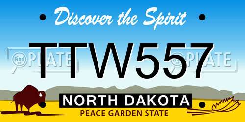 TTW557 North Dakota License Plate