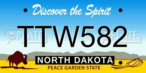 TTW582 North Dakota License Plate