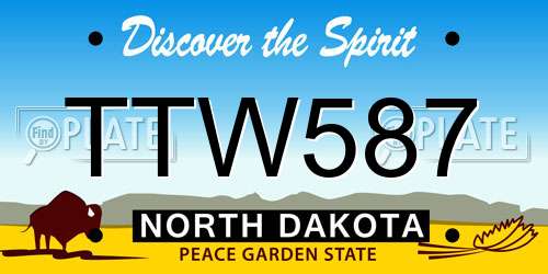 TTW587 North Dakota License Plate