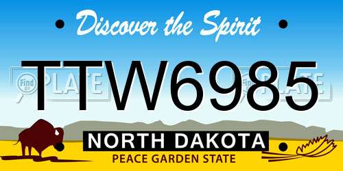 TTW6985 North Dakota License Plate