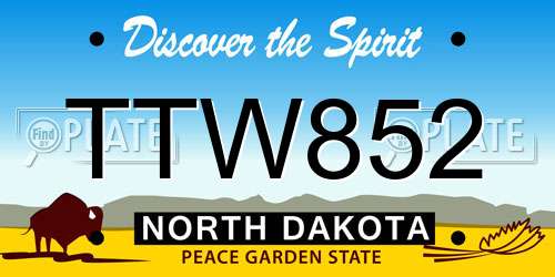 TTW852 North Dakota License Plate