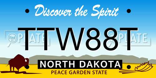 TTW88T North Dakota License Plate