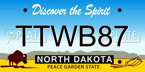 TTWB87 North Dakota License Plate