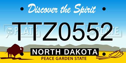 TTZ0552 North Dakota License Plate