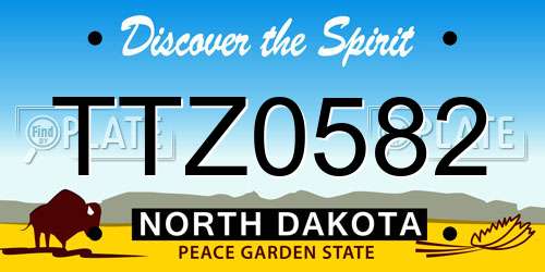 TTZ0582 North Dakota License Plate