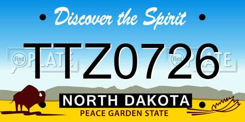 TTZ0726 North Dakota License Plate