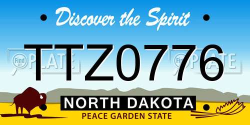 TTZ0776 North Dakota License Plate