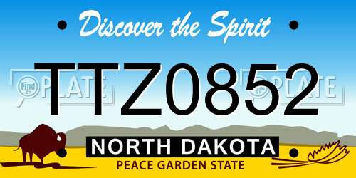 TTZ0852 North Dakota License Plate