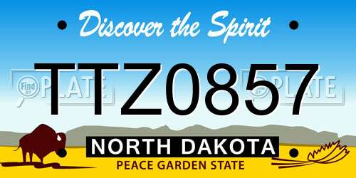 TTZ0857 North Dakota License Plate
