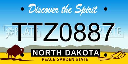 TTZ0887 North Dakota License Plate