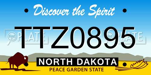 TTZ0895 North Dakota License Plate