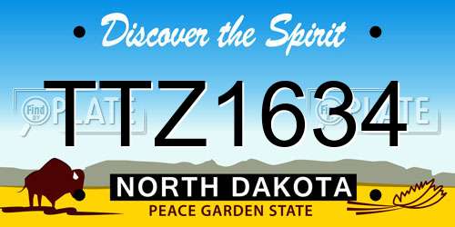 TTZ1634 North Dakota License Plate