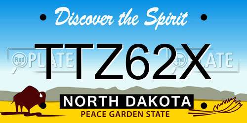 TTZ62X North Dakota License Plate