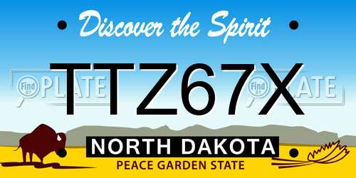 TTZ67X North Dakota License Plate