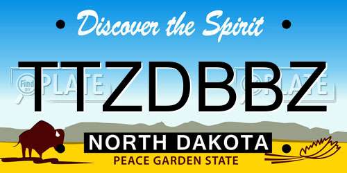 TTZDBBZ North Dakota License Plate