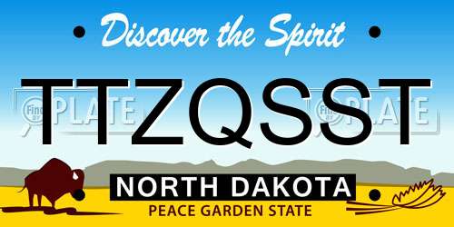 TTZQSST North Dakota License Plate