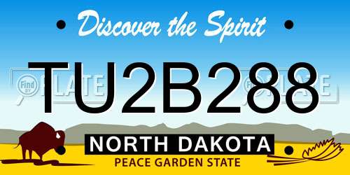 TU2B288 North Dakota License Plate