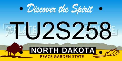 TU2S258 North Dakota License Plate