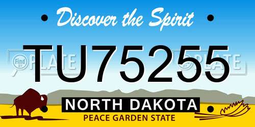 TU75255 North Dakota License Plate